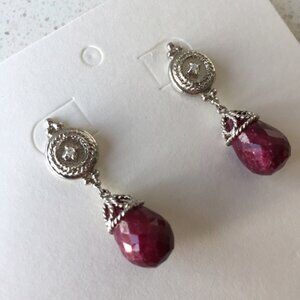 ruby /diamond silver earring